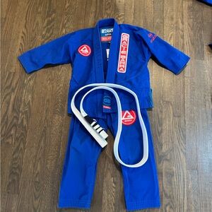 Gracie Barra Kids Blue Jiu-Jitsu Gi Set with White Belt